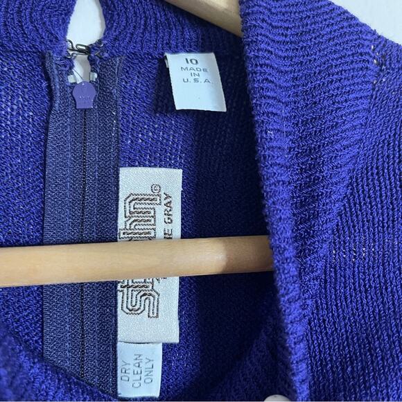 St. John By Marie Gray Mock Neck Knit Midi Dress Purple Size 10 - Picture 4 of 4